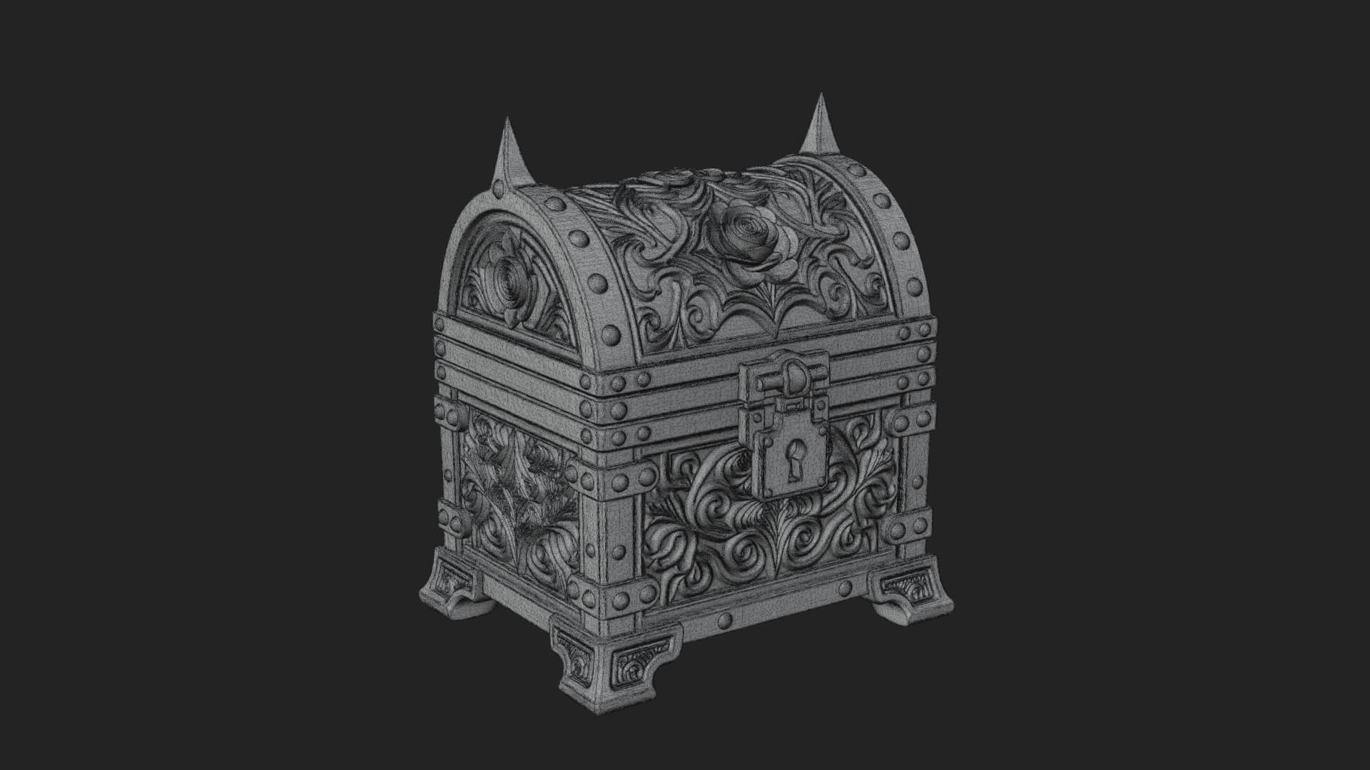 Rose Flower Carved Chest Model Design 1 3D Print Model 3D Model