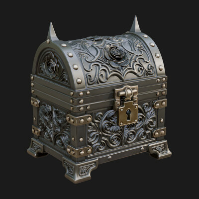 Rose Flower Carved Chest Model Design 1 3D Print Model