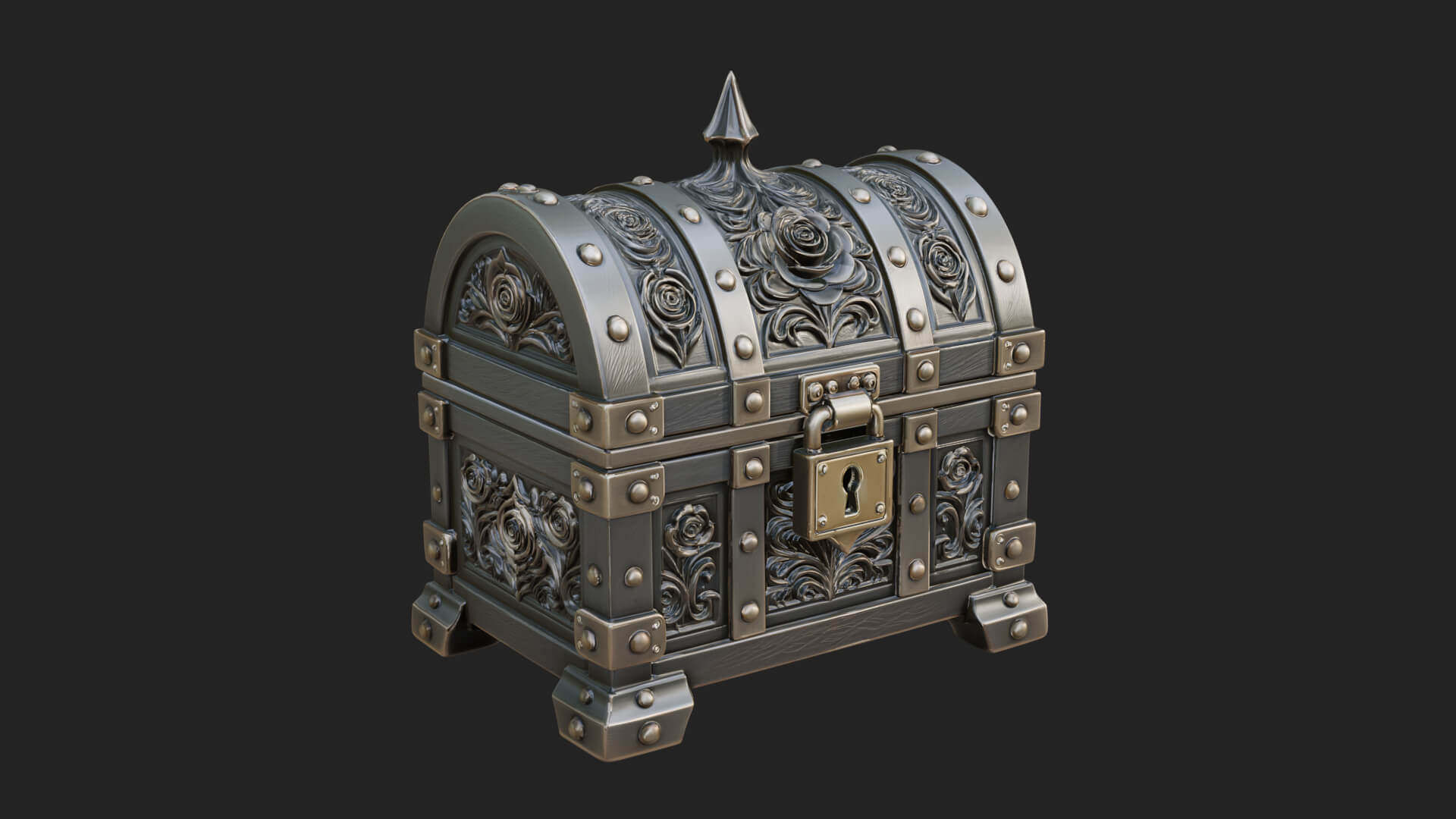 Rose Flower Carved Chest Model Design 2 3D Print Model 3D Model