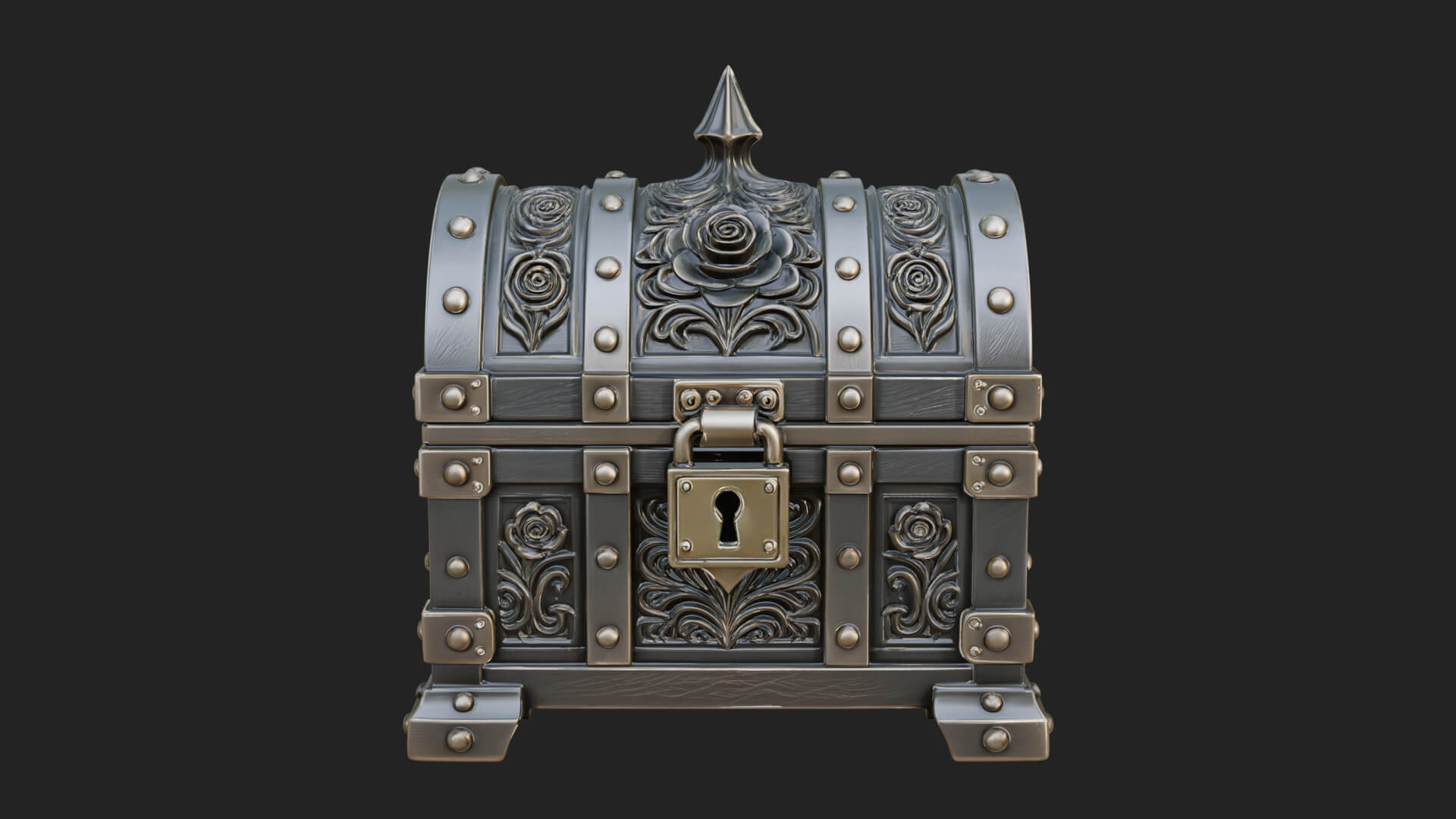 Rose Flower Carved Chest Model Design 2 3D Print Model 3D Model