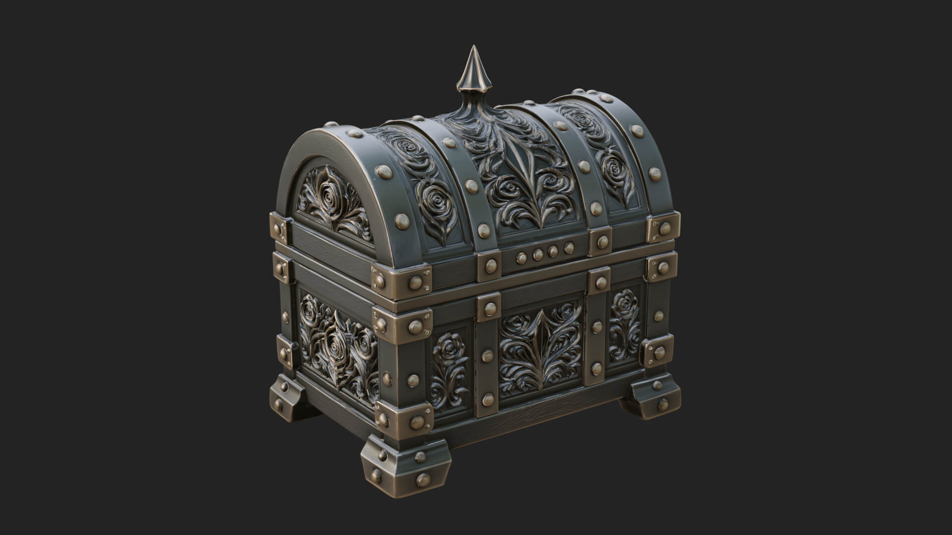 Rose Flower Carved Chest Model Design 2 3D Print Model 3D Model