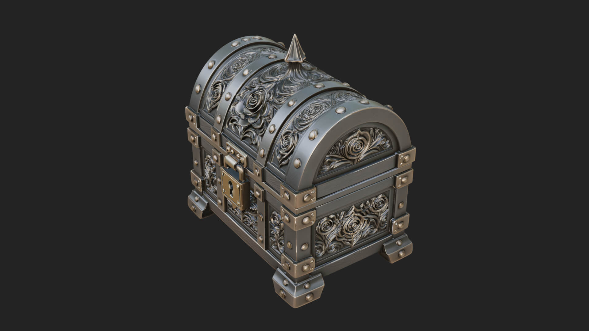 Rose Flower Carved Chest Model Design 2 3D Print Model 3D Model