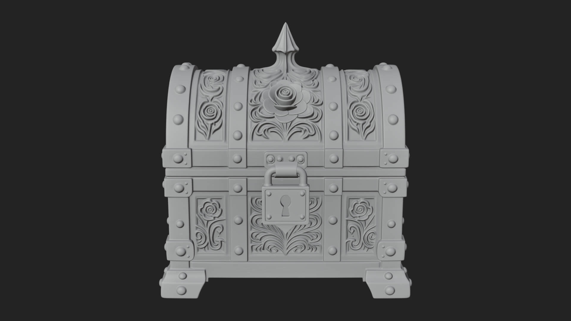 Rose Flower Carved Chest Model Design 2 3D Print Model 3D Model