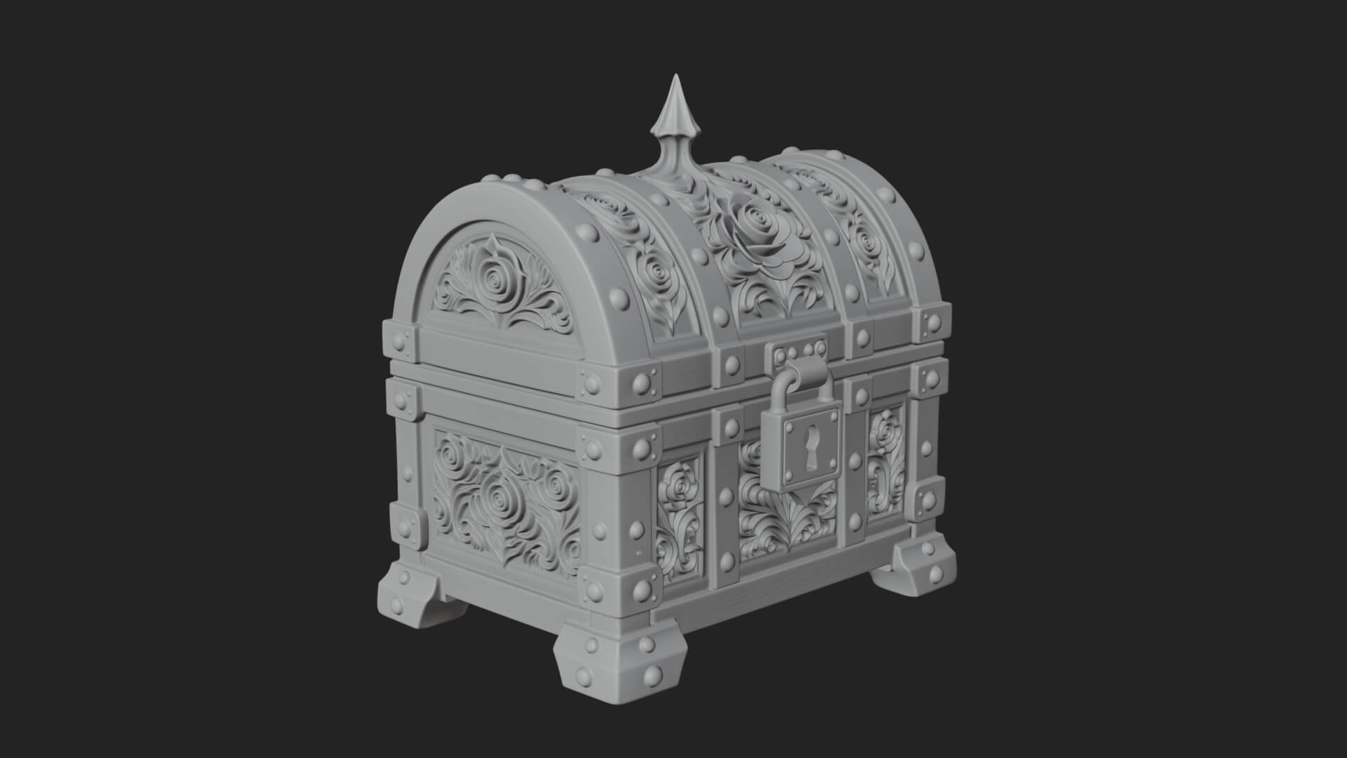 Rose Flower Carved Chest Model Design 2 3D Print Model 3D Model