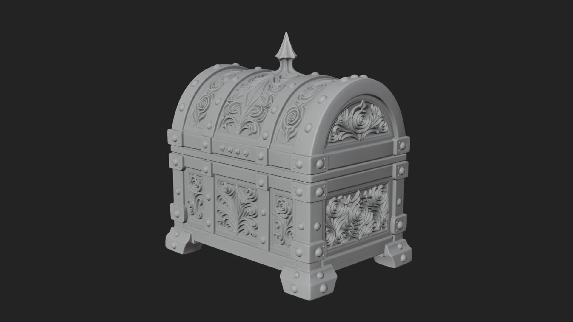Rose Flower Carved Chest Model Design 2 3D Print Model 3D Model