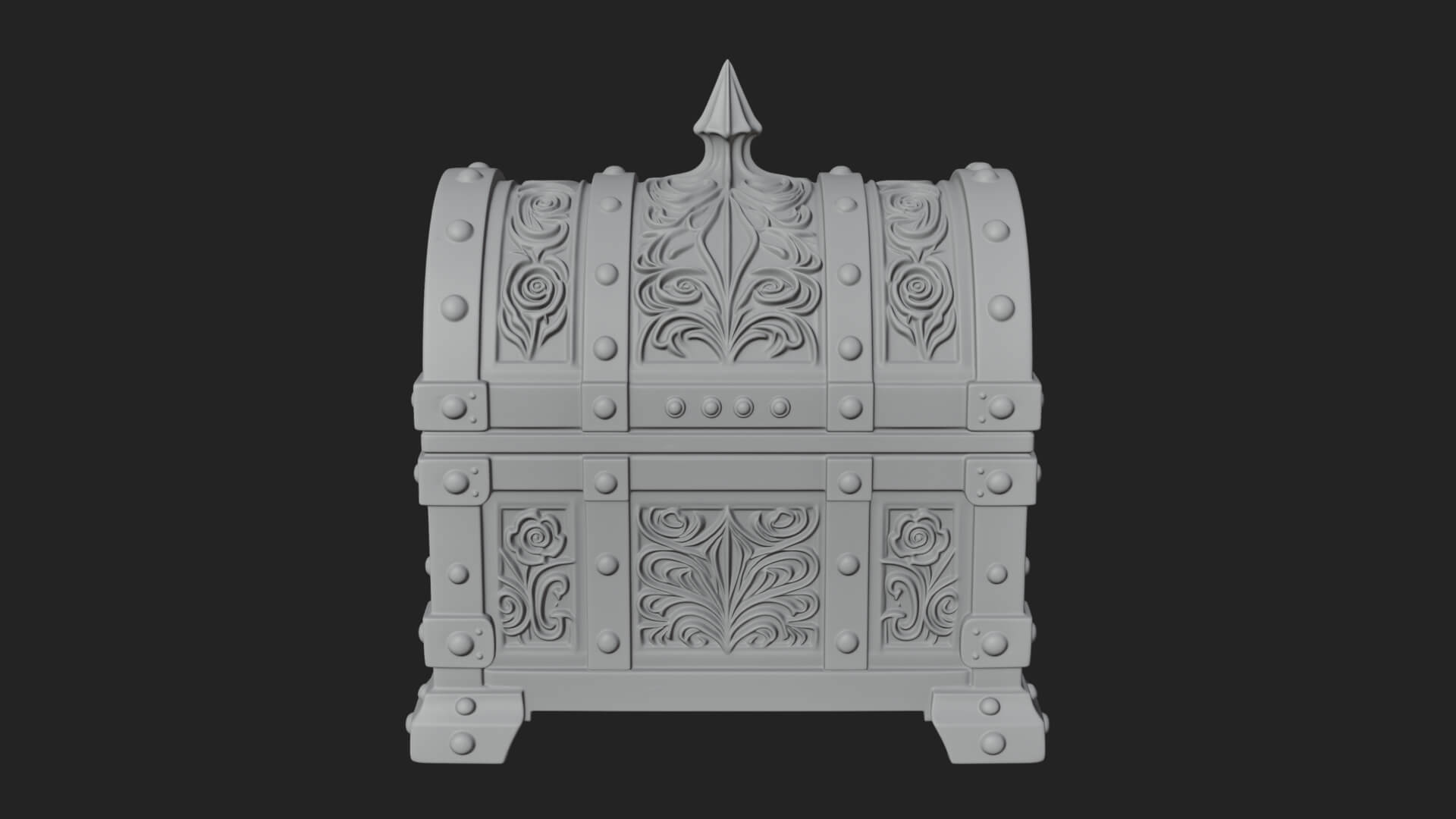 Rose Flower Carved Chest Model Design 2 3D Print Model 3D Model