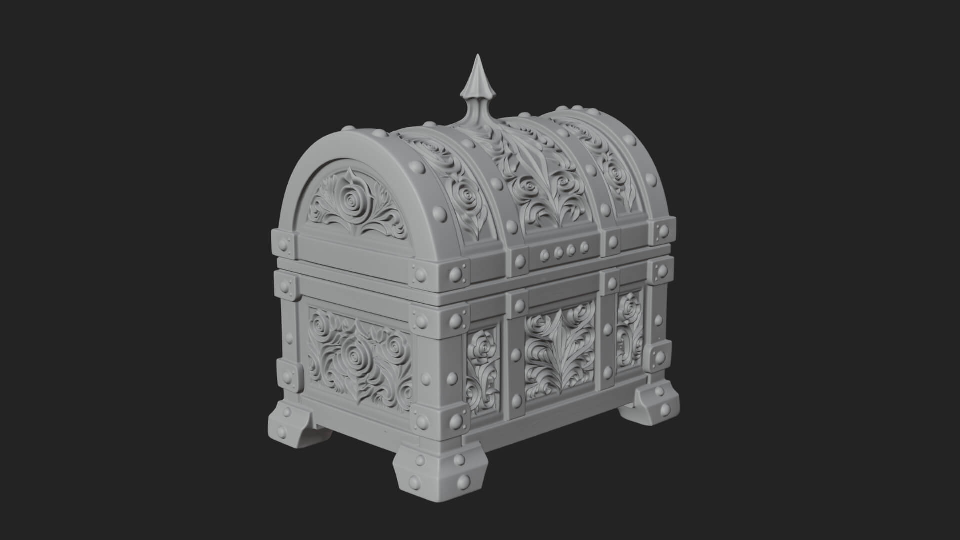 Rose Flower Carved Chest Model Design 2 3D Print Model 3D Model