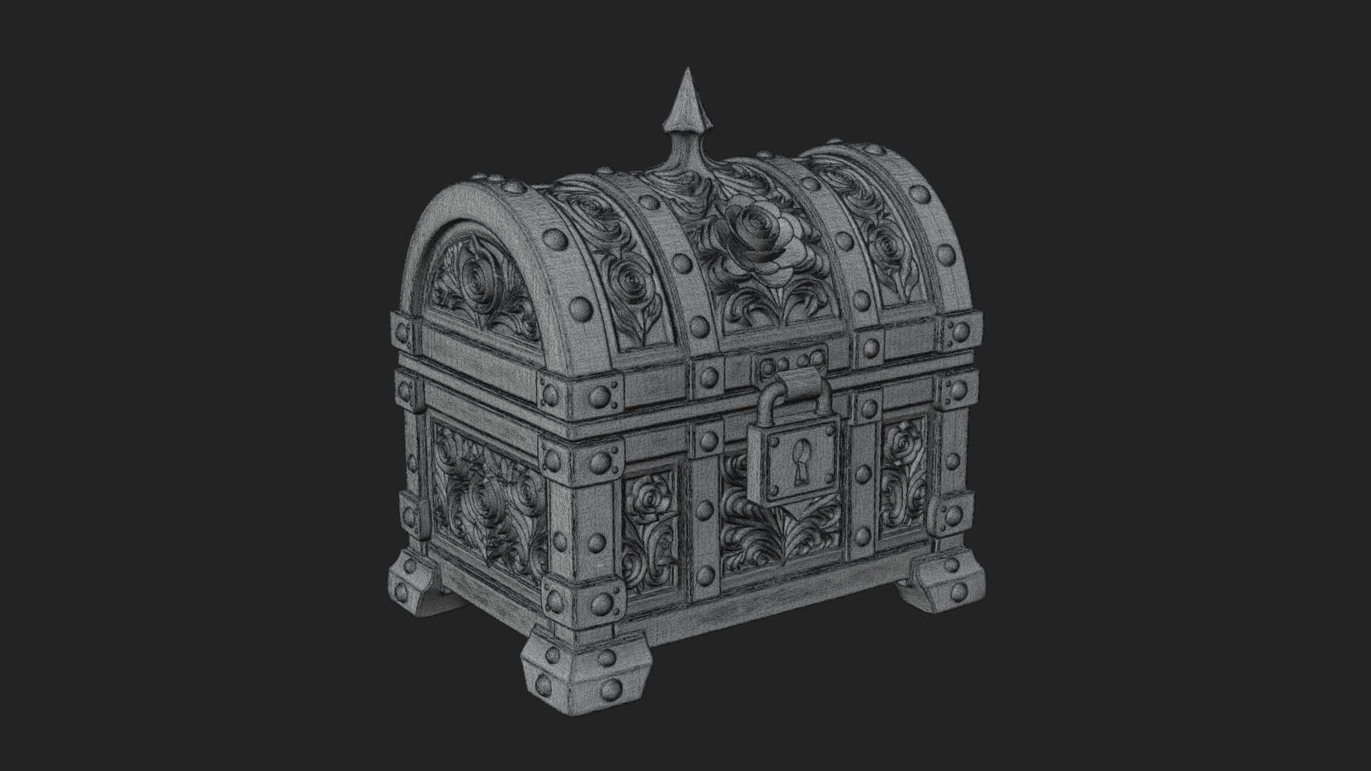 Rose Flower Carved Chest Model Design 2 3D Print Model 3D Model