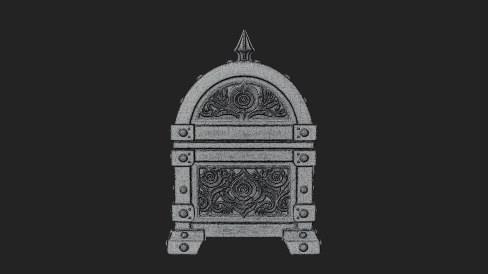Rose Flower Carved Chest Model Design 2 3D Print Model 3D Model
