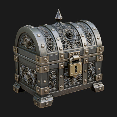 Rose Flower Carved Chest Model Design 2 3D Print Model