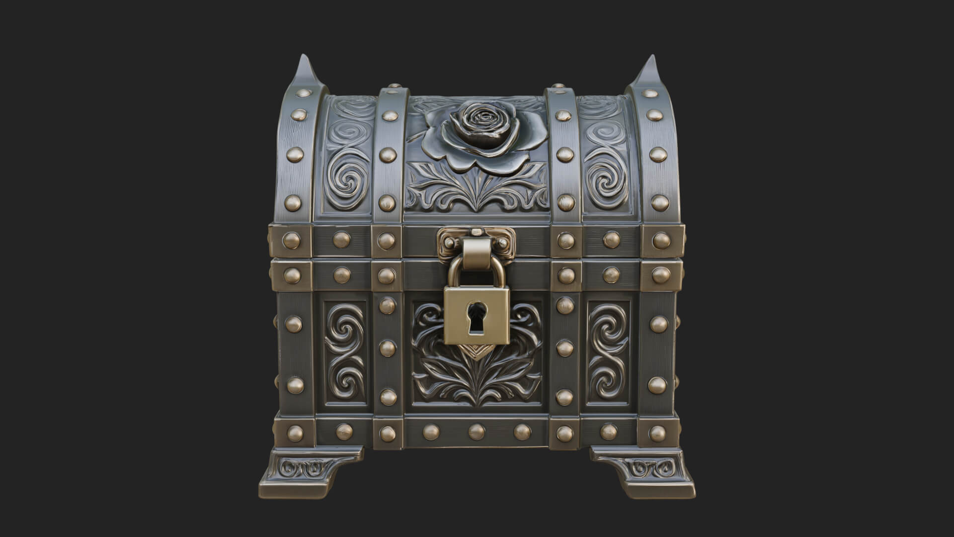 Rose Flower Carved Chest Model Design 3 3D Print Model 3D Model