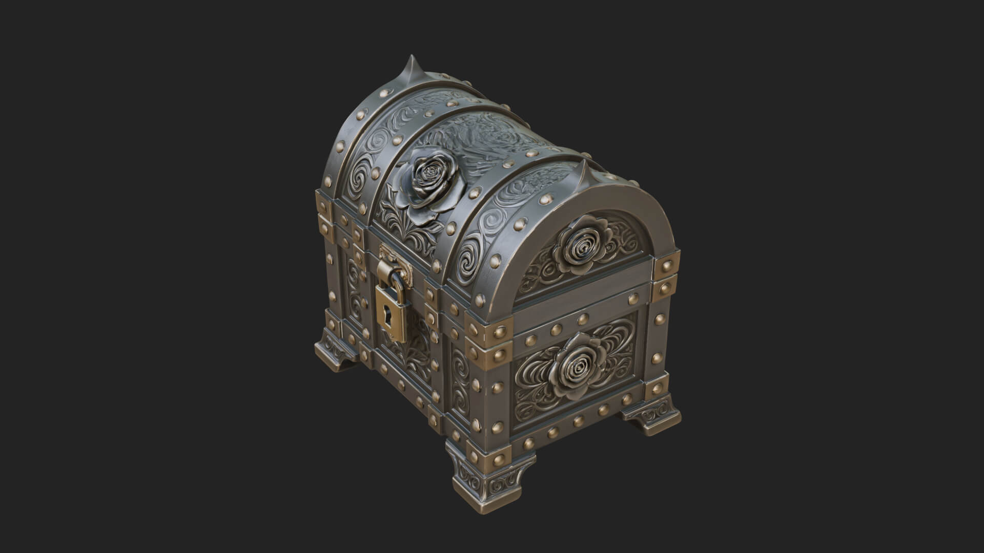 Rose Flower Carved Chest Model Design 3 3D Print Model 3D Model