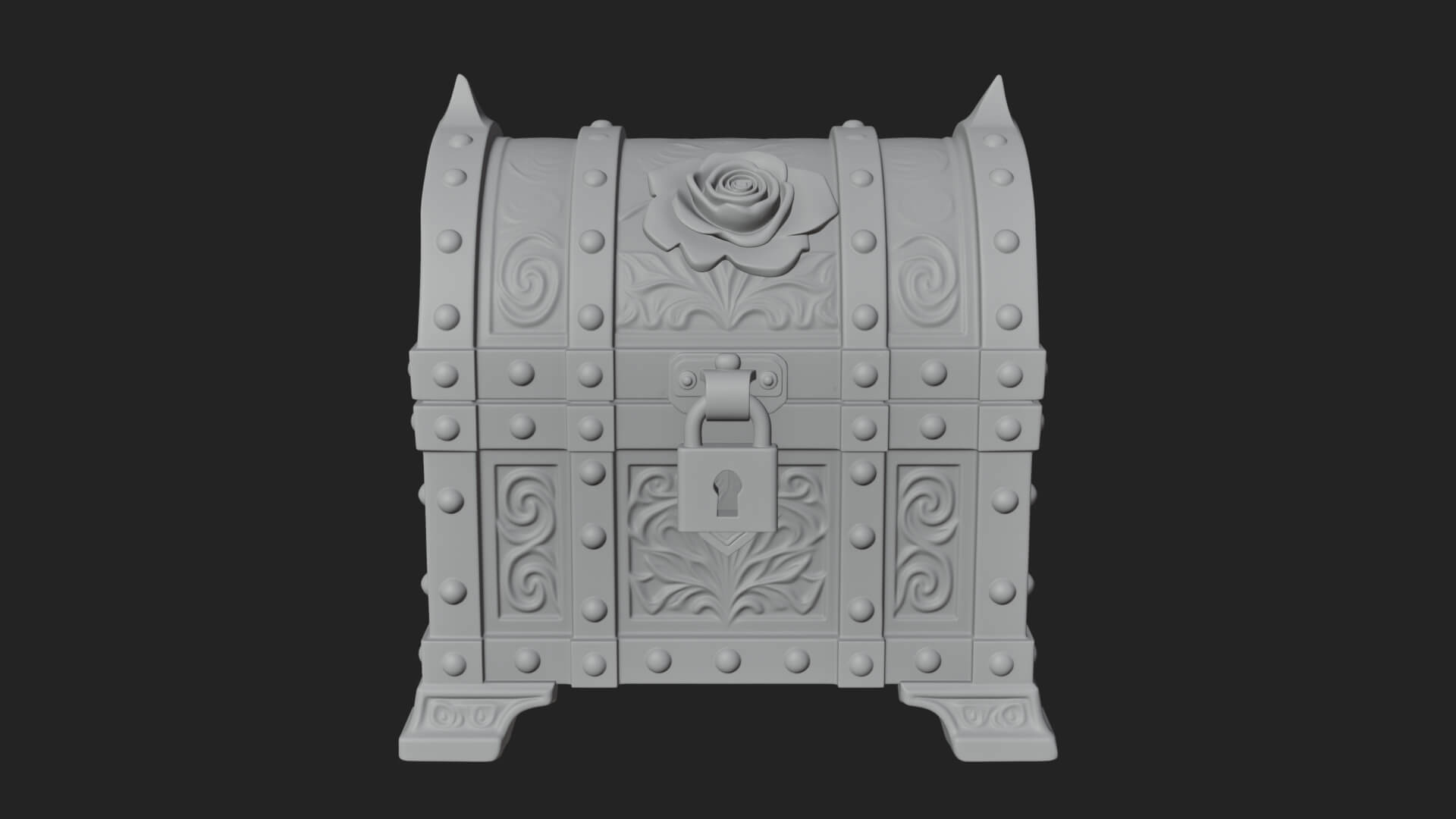 Rose Flower Carved Chest Model Design 3 3D Print Model 3D Model