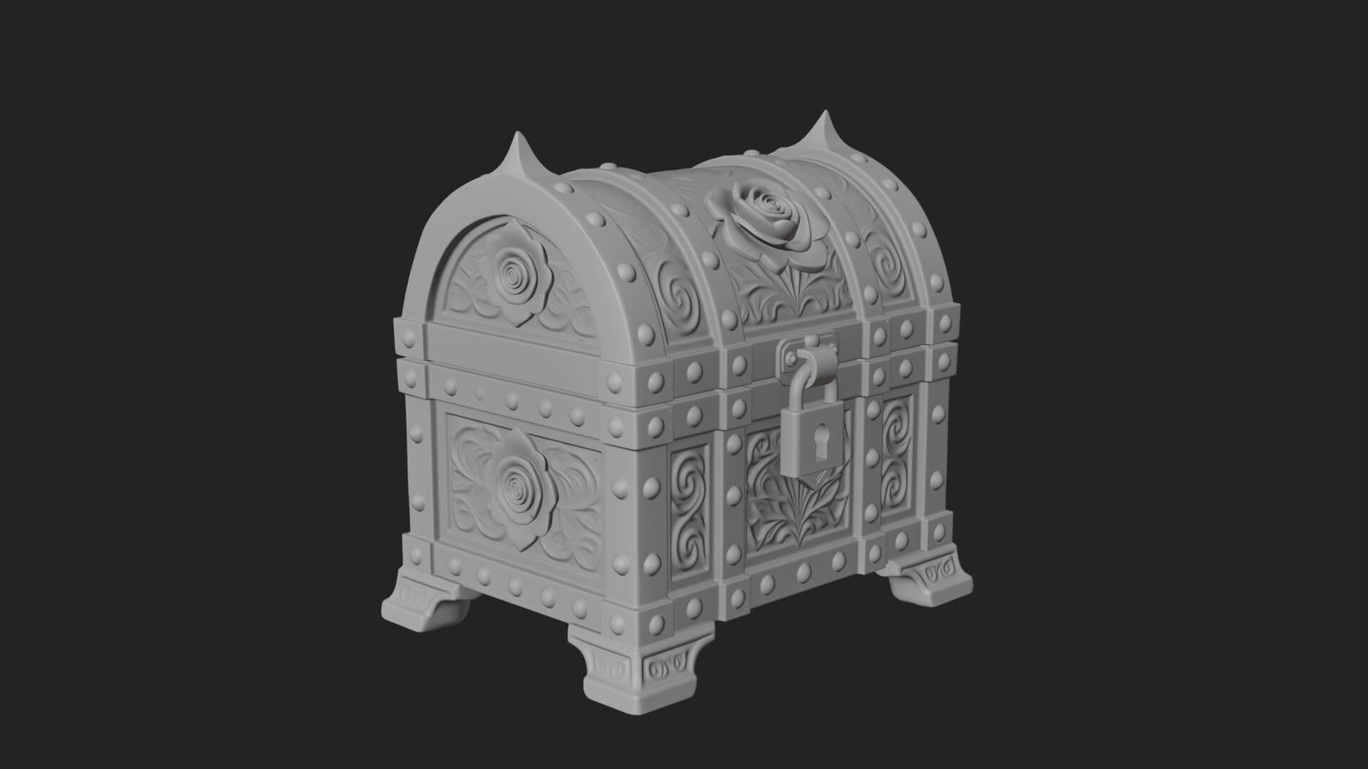 Rose Flower Carved Chest Model Design 3 3D Print Model 3D Model