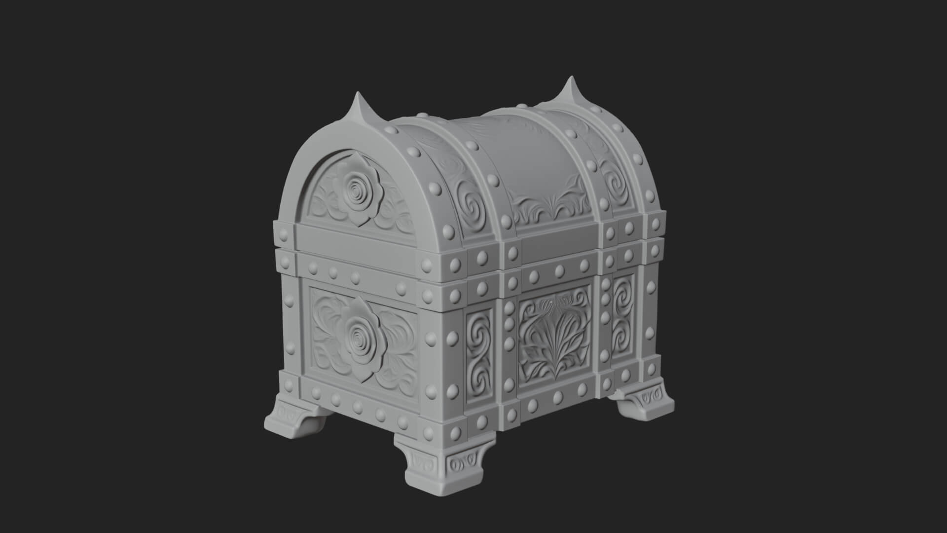 Rose Flower Carved Chest Model Design 3 3D Print Model 3D Model