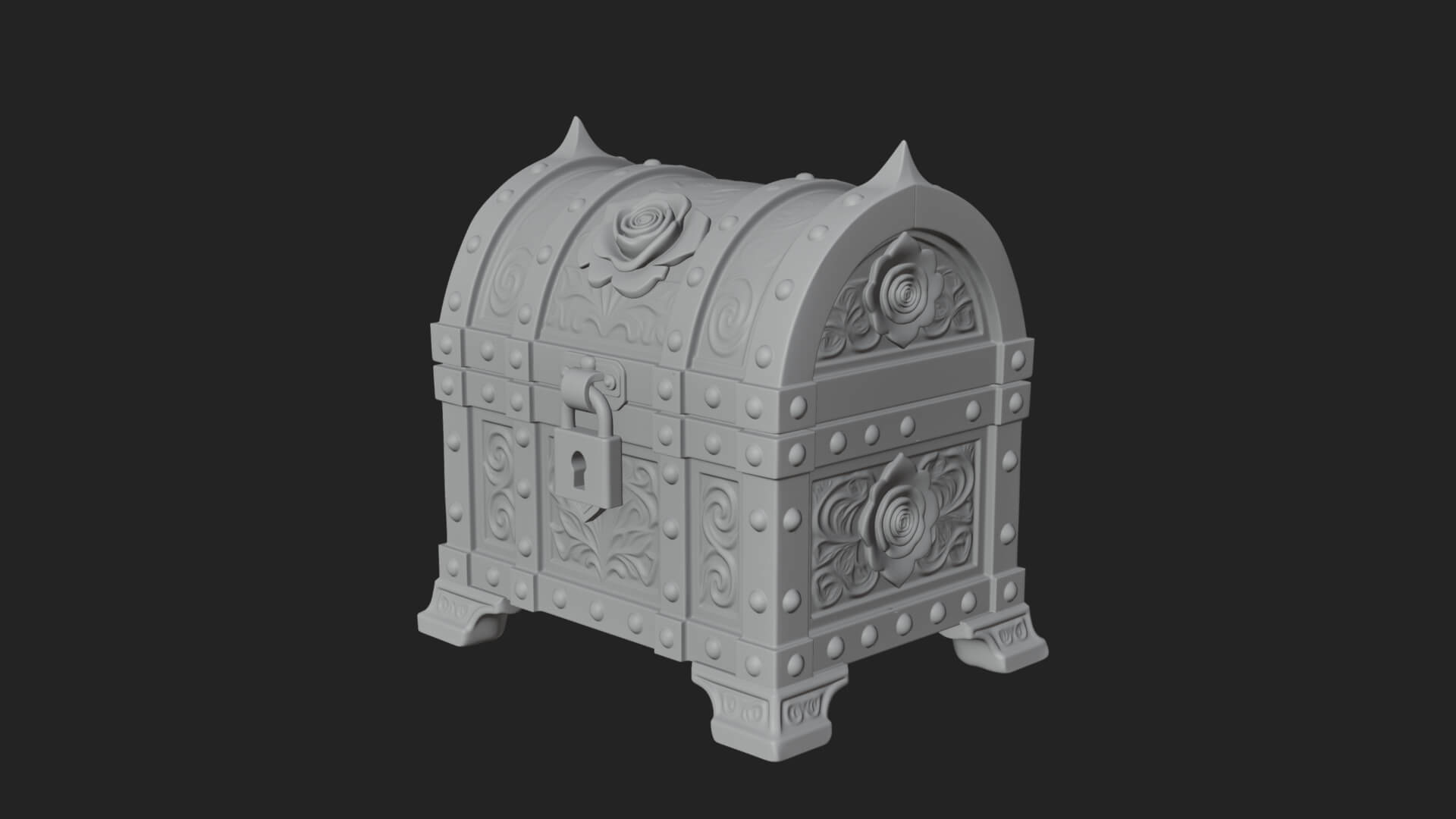Rose Flower Carved Chest Model Design 3 3D Print Model 3D Model
