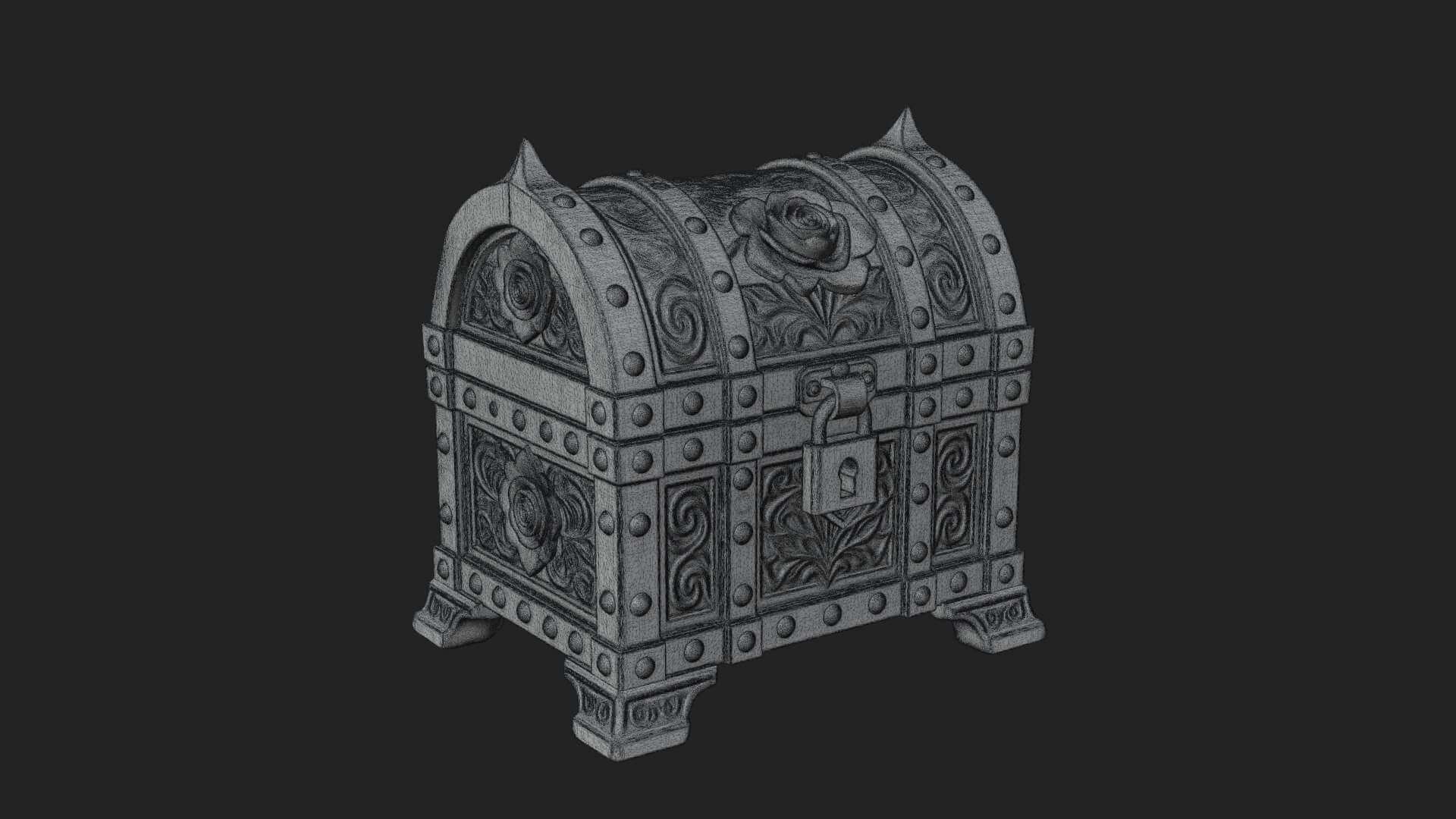 Rose Flower Carved Chest Model Design 3 3D Print Model 3D Model
