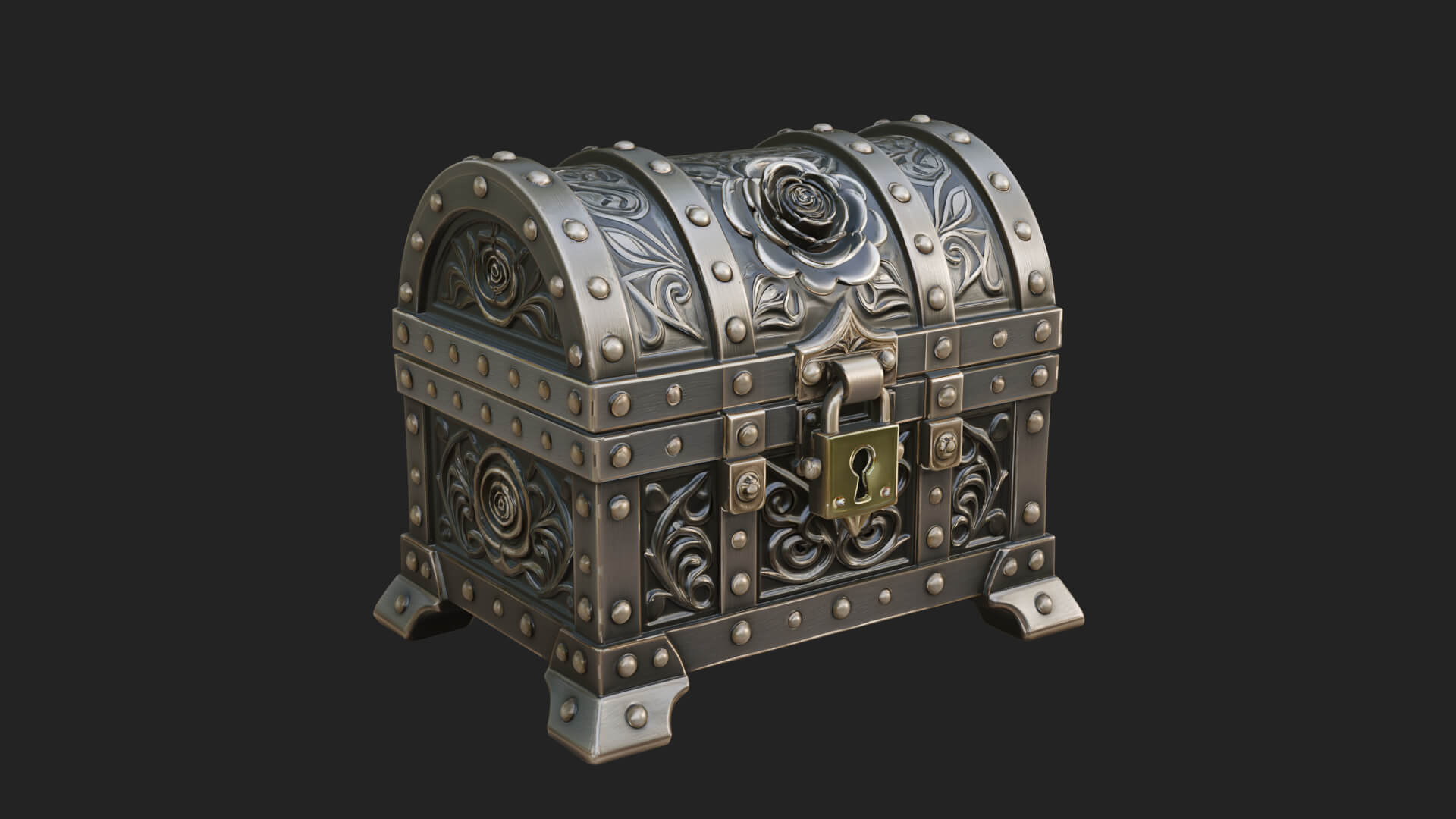 Rose Flower Carved Chest Model Design 4 3D Print Model 3D Model