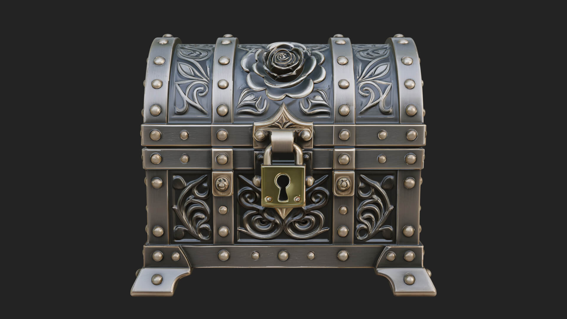Rose Flower Carved Chest Model Design 4 3D Print Model 3D Model