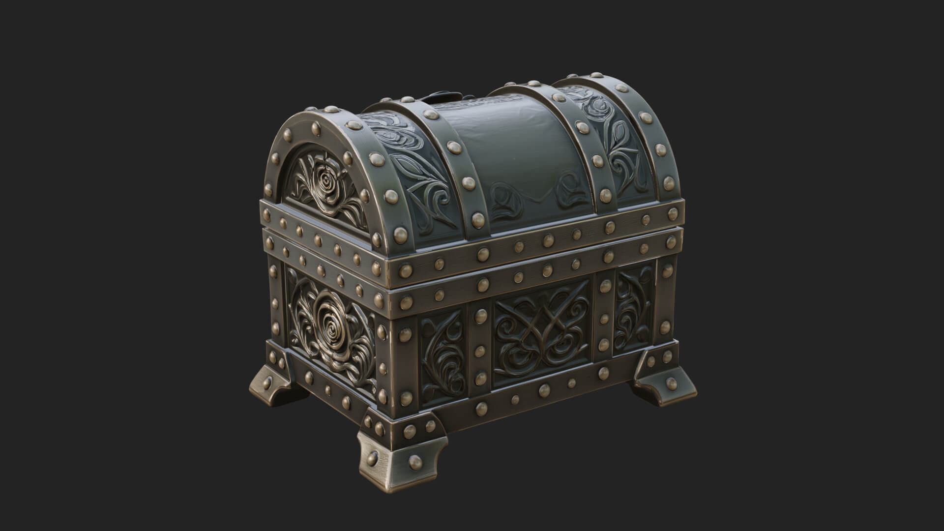 Rose Flower Carved Chest Model Design 4 3D Print Model 3D Model