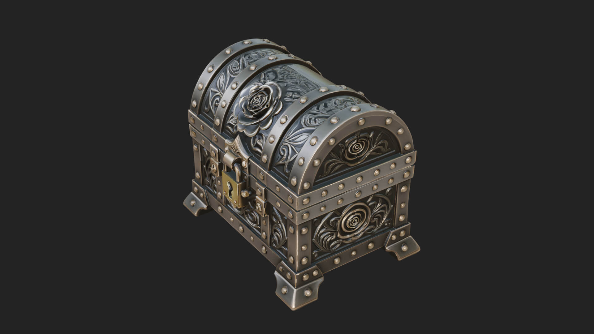 Rose Flower Carved Chest Model Design 4 3D Print Model 3D Model