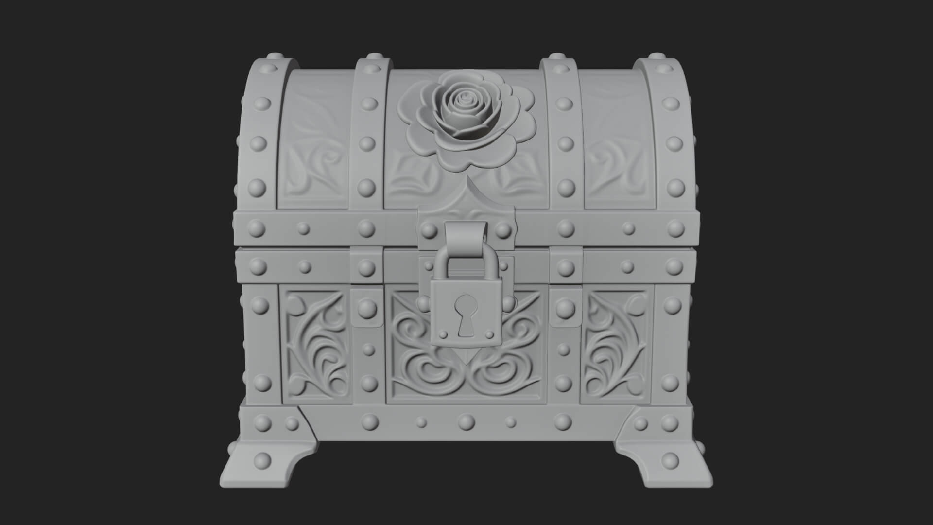 Rose Flower Carved Chest Model Design 4 3D Print Model 3D Model