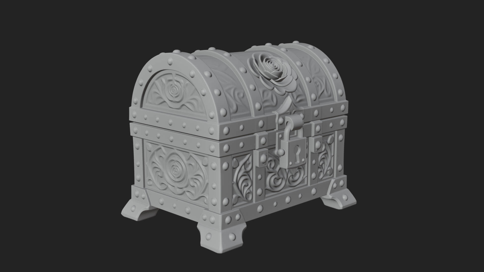 Rose Flower Carved Chest Model Design 4 3D Print Model 3D Model