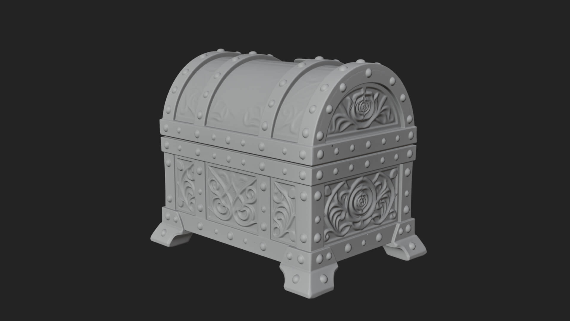 Rose Flower Carved Chest Model Design 4 3D Print Model 3D Model