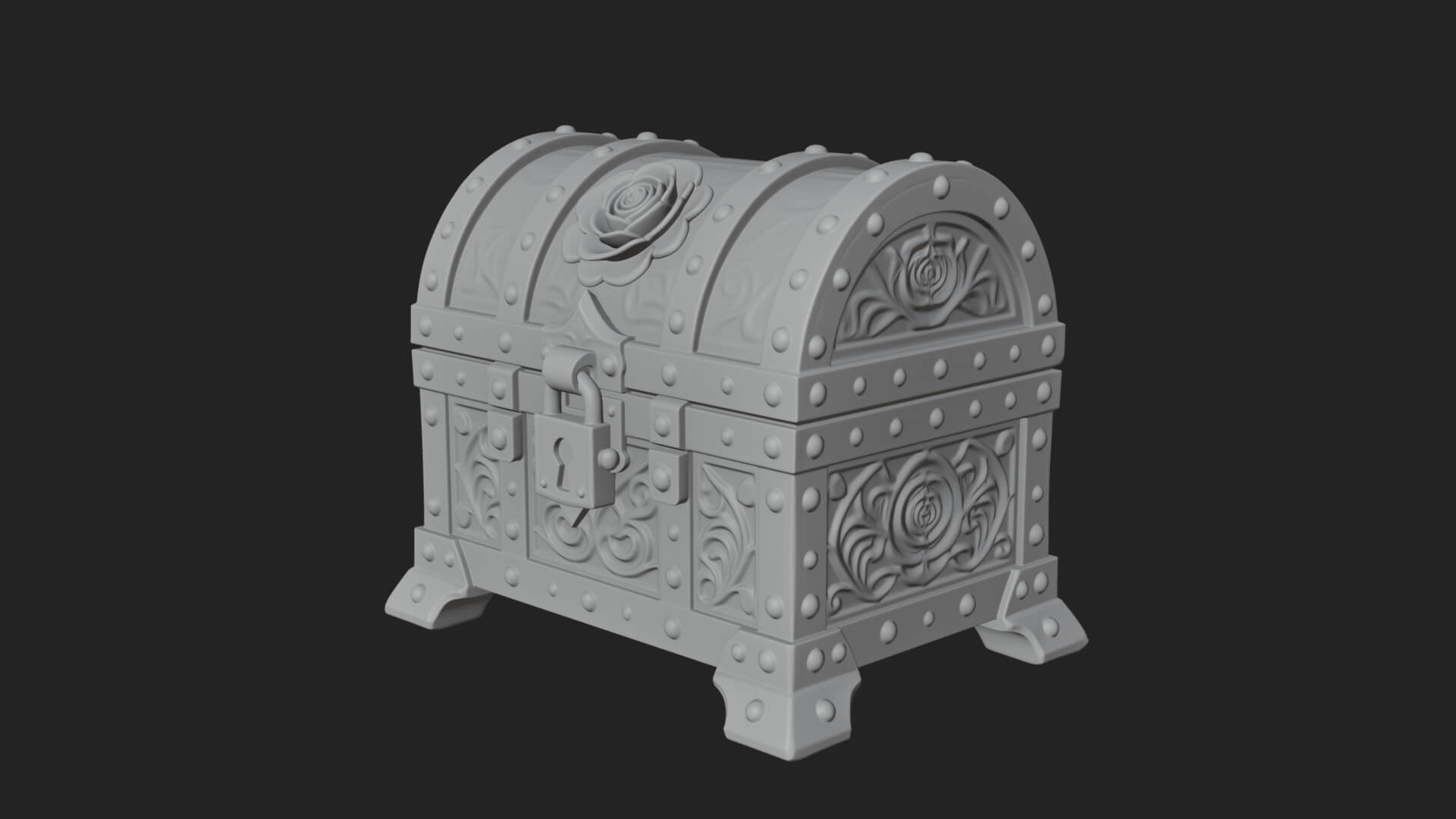 Rose Flower Carved Chest Model Design 4 3D Print Model 3D Model