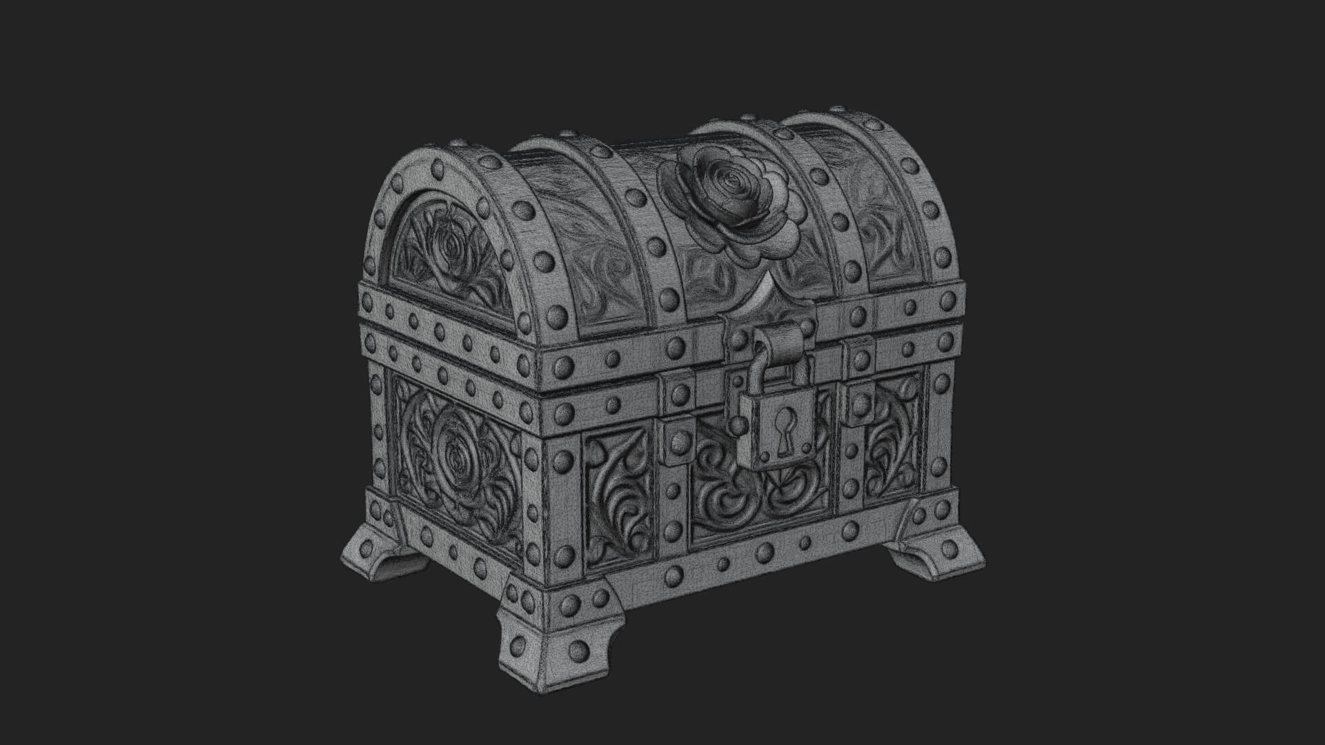 Rose Flower Carved Chest Model Design 4 3D Print Model 3D Model