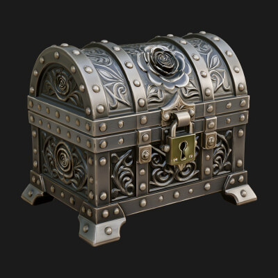 Rose Flower Carved Chest Model Design 4 3D Print Model