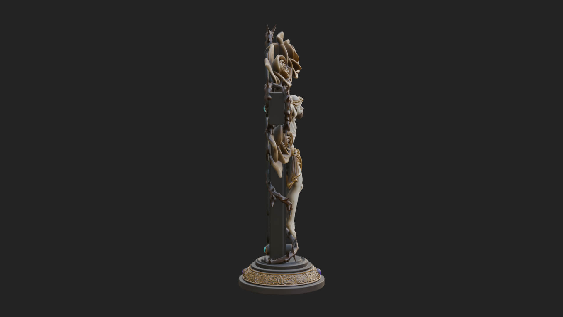 Rose Flower Crucifix Statue Design 1 3D Print Model 3D Model