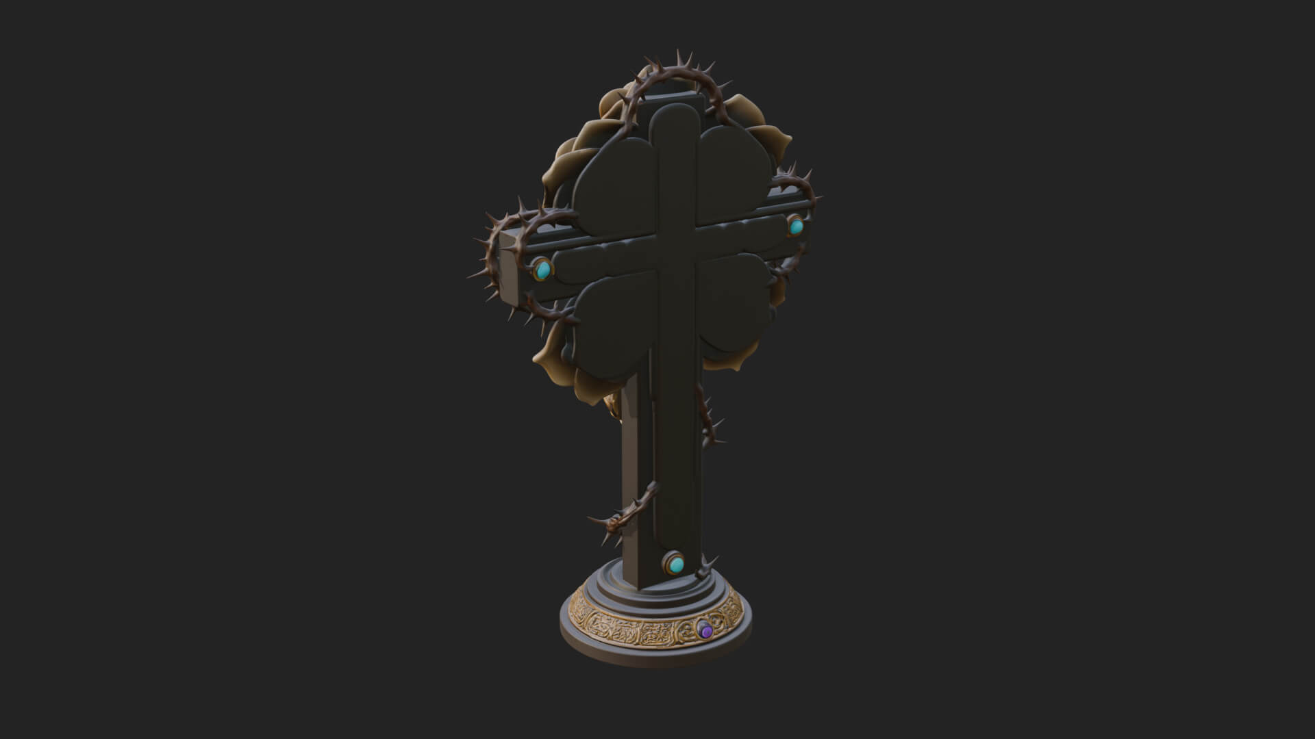 Rose Flower Crucifix Statue Design 1 3D Print Model 3D Model
