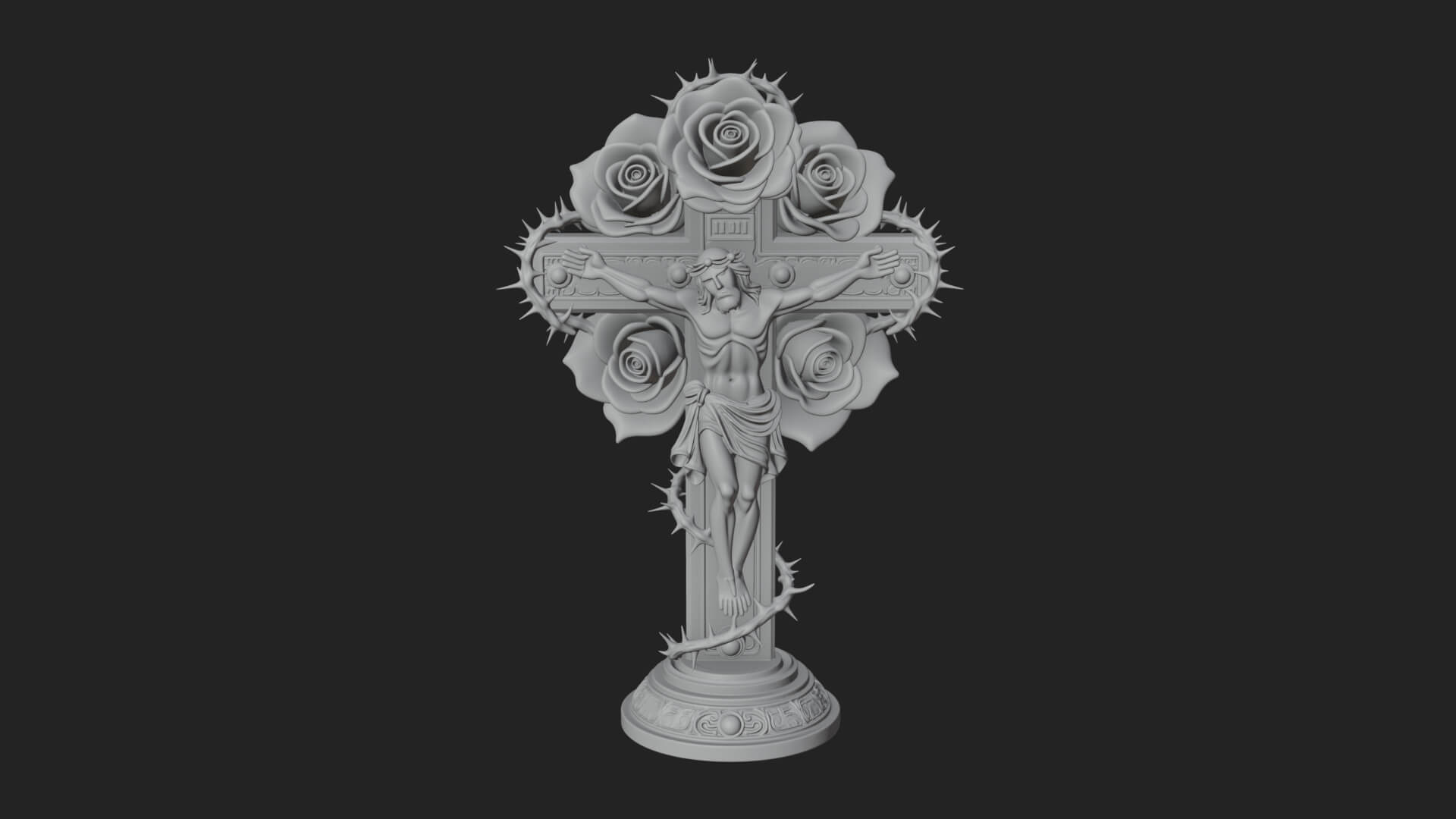 Rose Flower Crucifix Statue Design 1 3D Print Model 3D Model