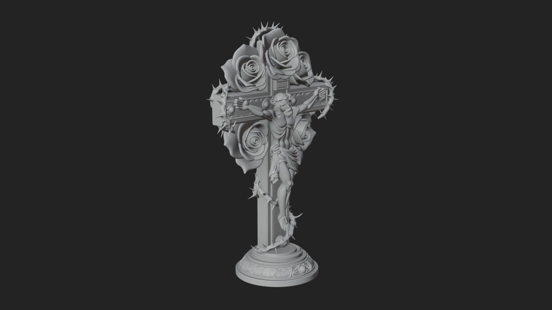 Rose Flower Crucifix Statue Design 1 3D Print Model by ARCHVANTA