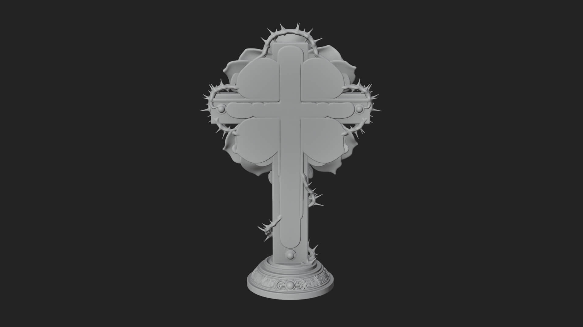 Rose Flower Crucifix Statue Design 1 3D Print Model 3D Model