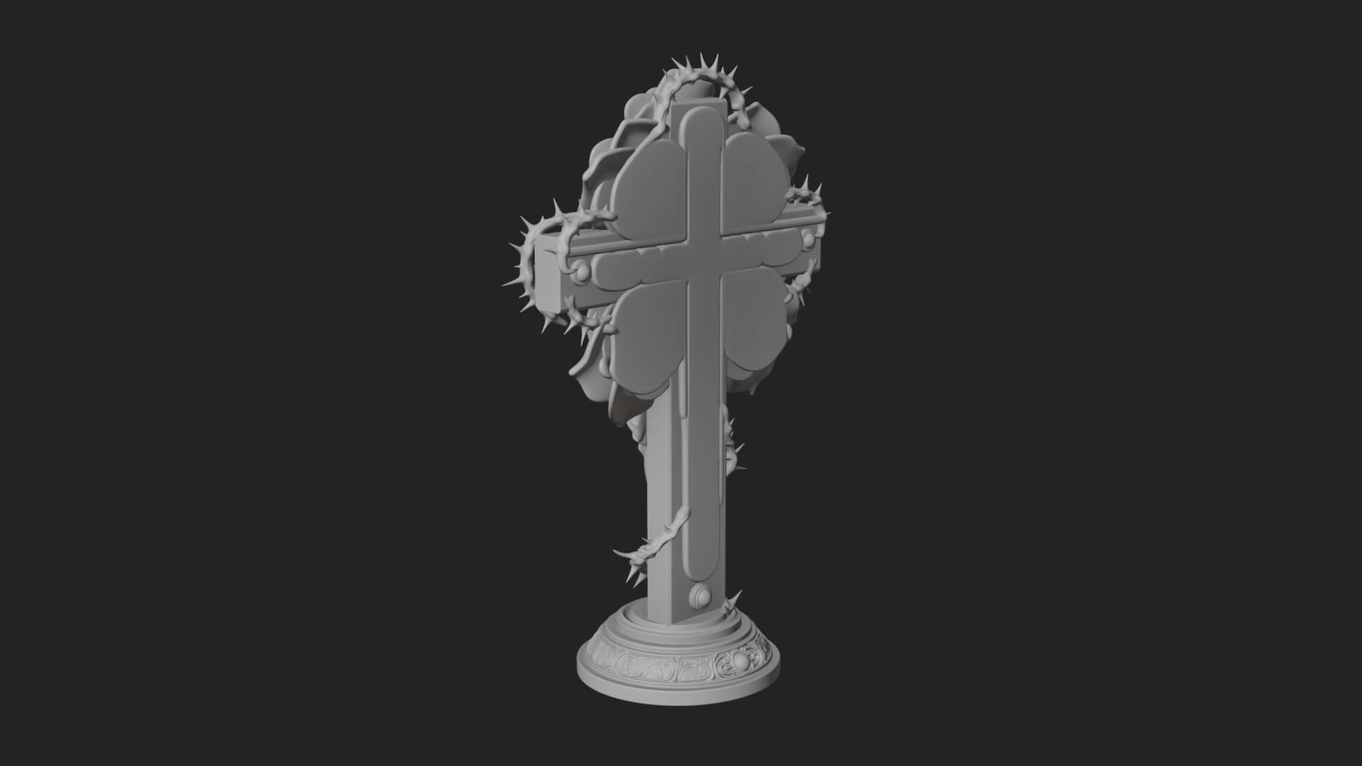 Rose Flower Crucifix Statue Design 1 3D Print Model 3D Model