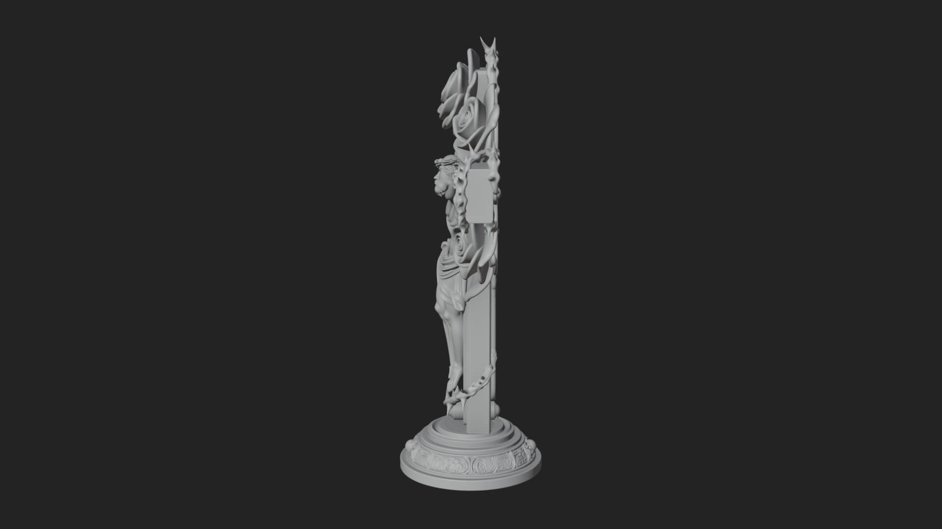 Rose Flower Crucifix Statue Design 1 3D Print Model 3D Model