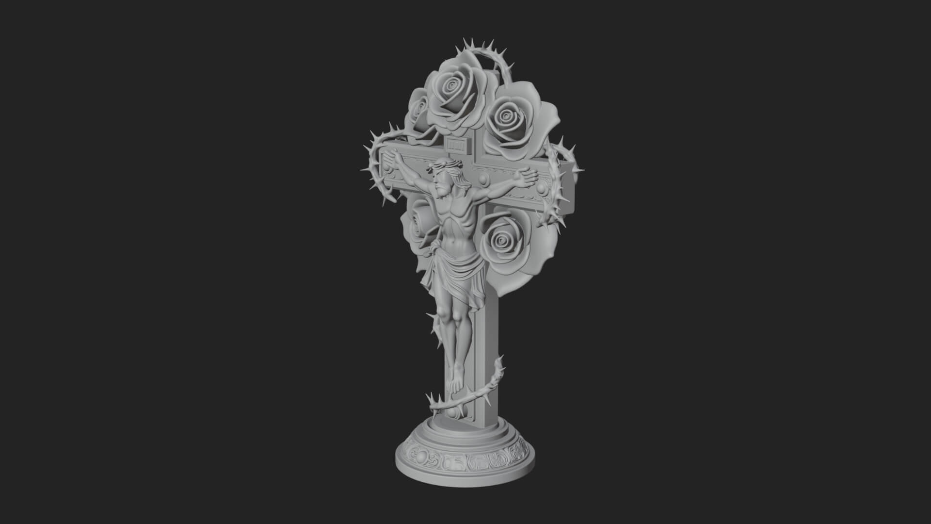Rose Flower Crucifix Statue Design 1 3D Print Model 3D Model