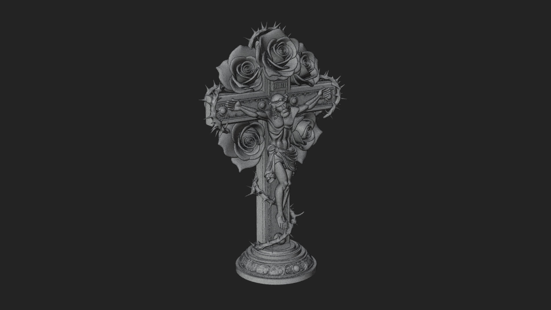 Rose Flower Crucifix Statue Design 1 3D Print Model 3D Model