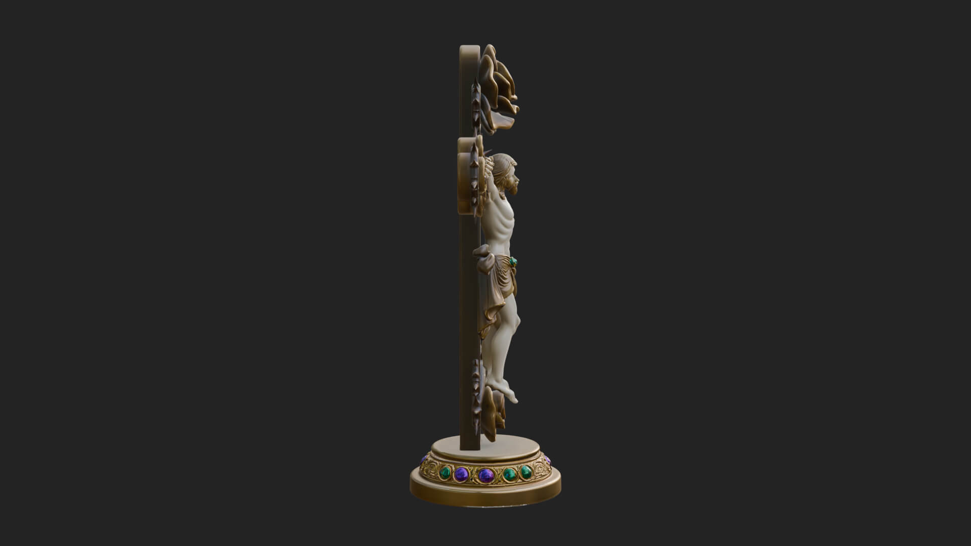 Rose Flower Crucifix Statue Design 2 3D Print Model 3D Model