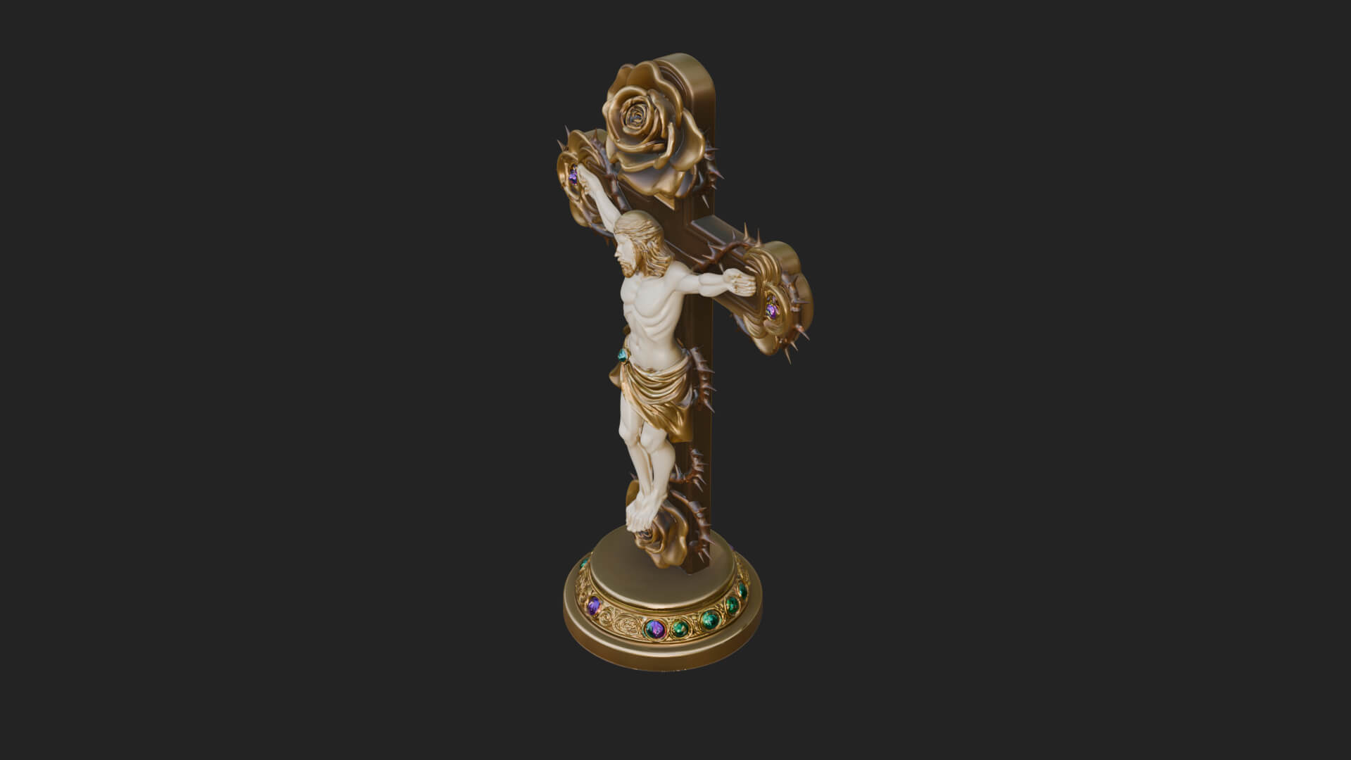 Rose Flower Crucifix Statue Design 2 3D Print Model 3D Model