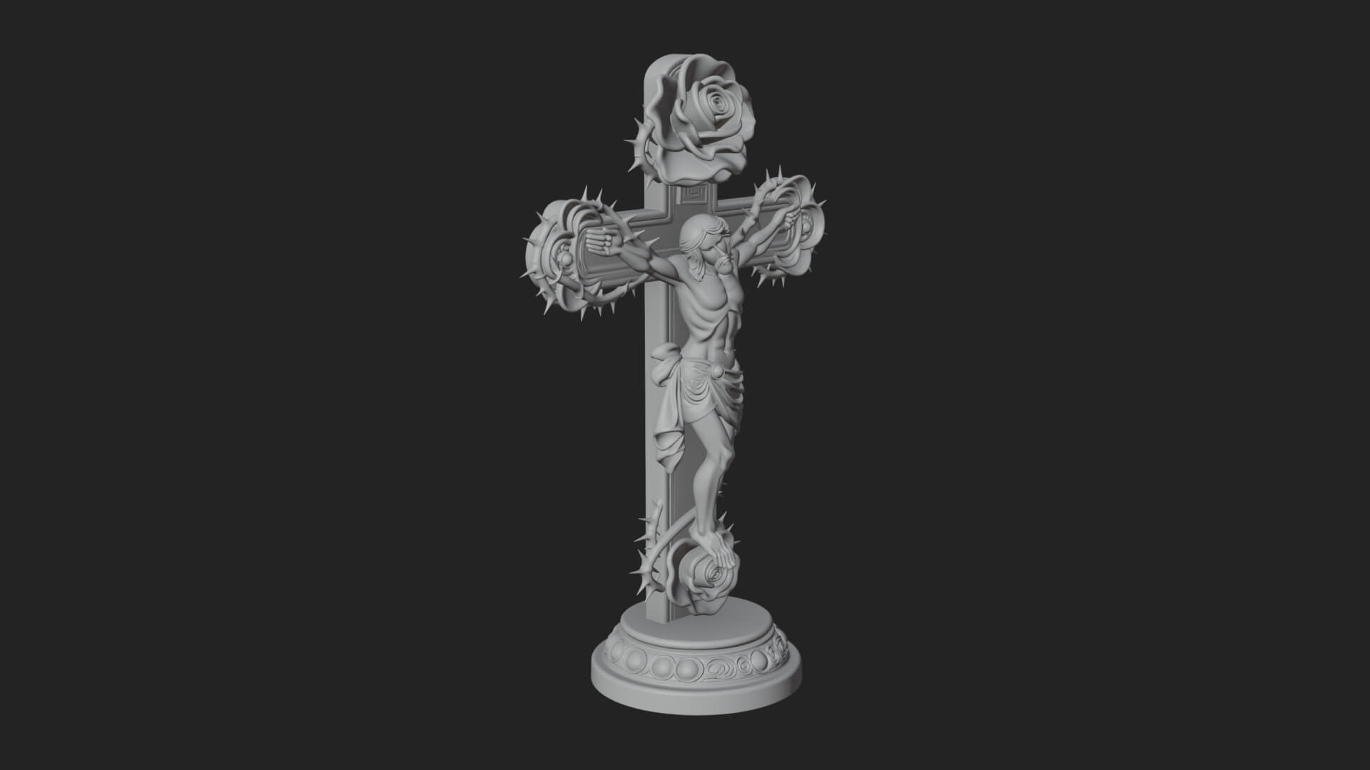 Rose Flower Crucifix Statue Design 2 3D Print Model 3D Model