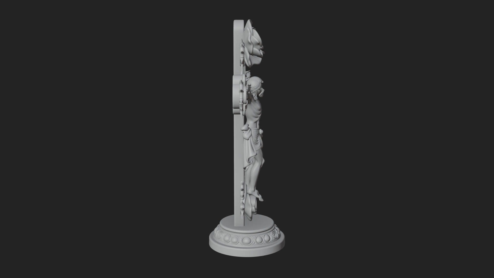 Rose Flower Crucifix Statue Design 2 3D Print Model 3D Model