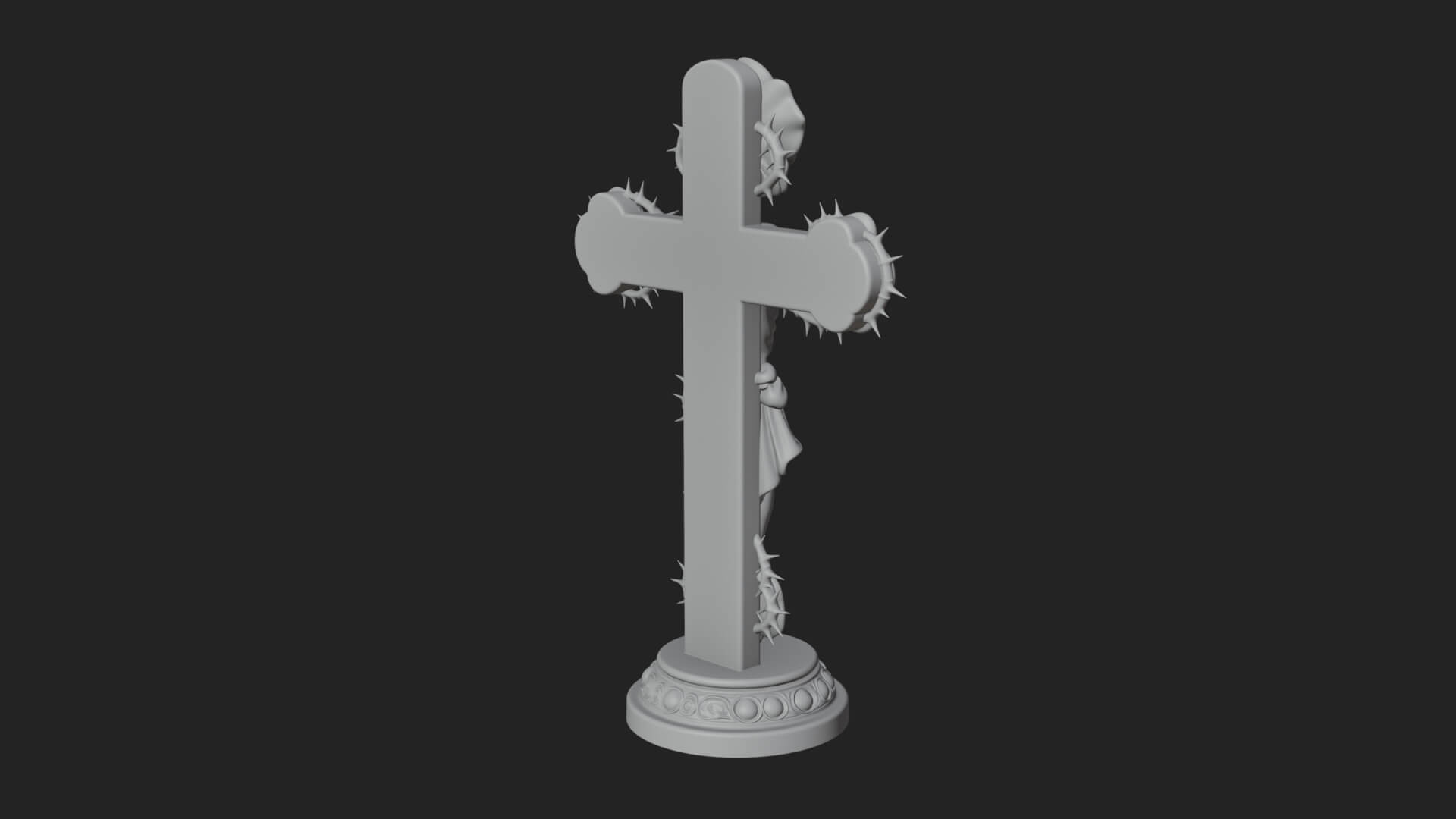 Rose Flower Crucifix Statue Design 2 3D Print Model 3D Model