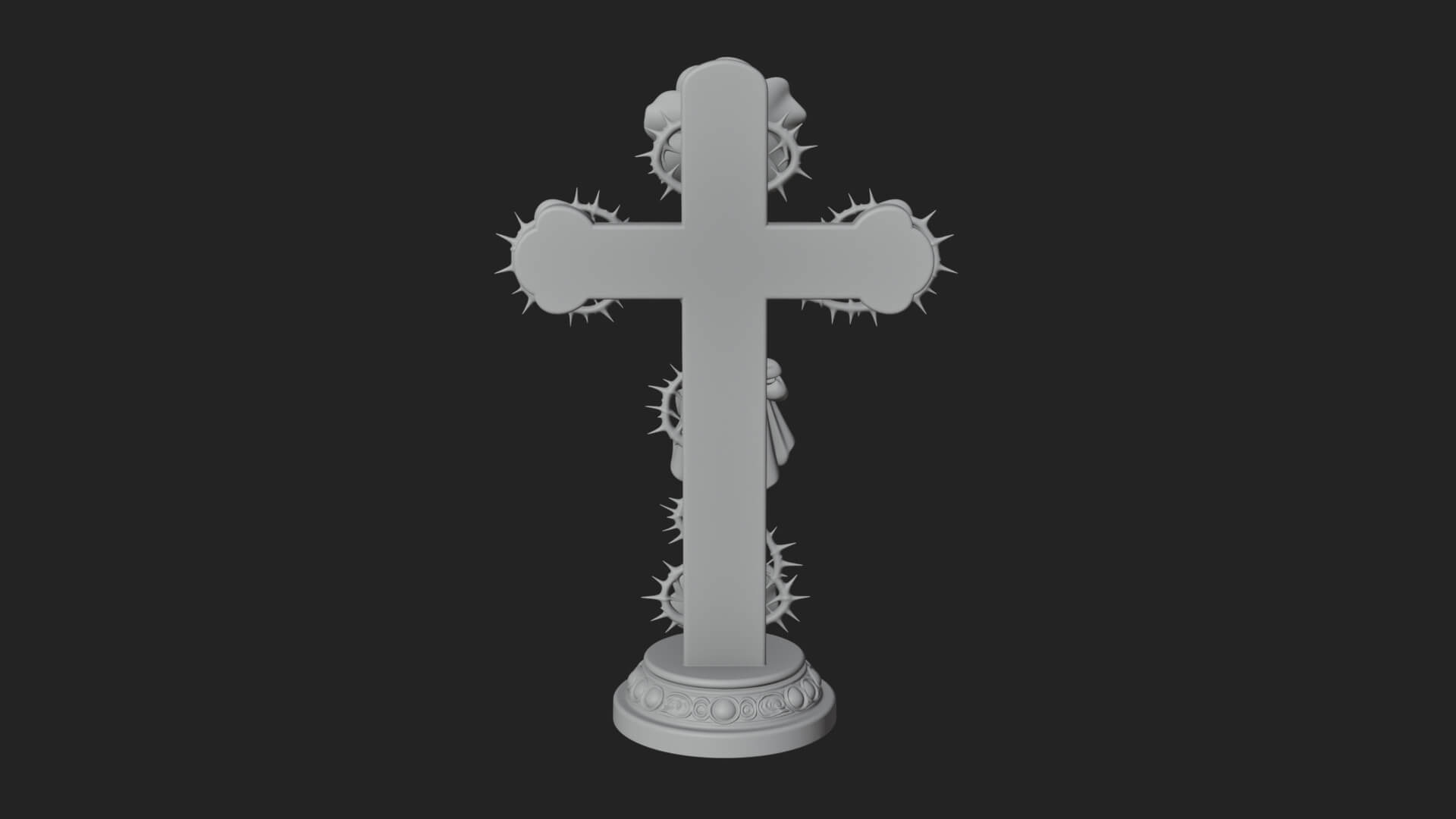 Rose Flower Crucifix Statue Design 2 3D Print Model 3D Model