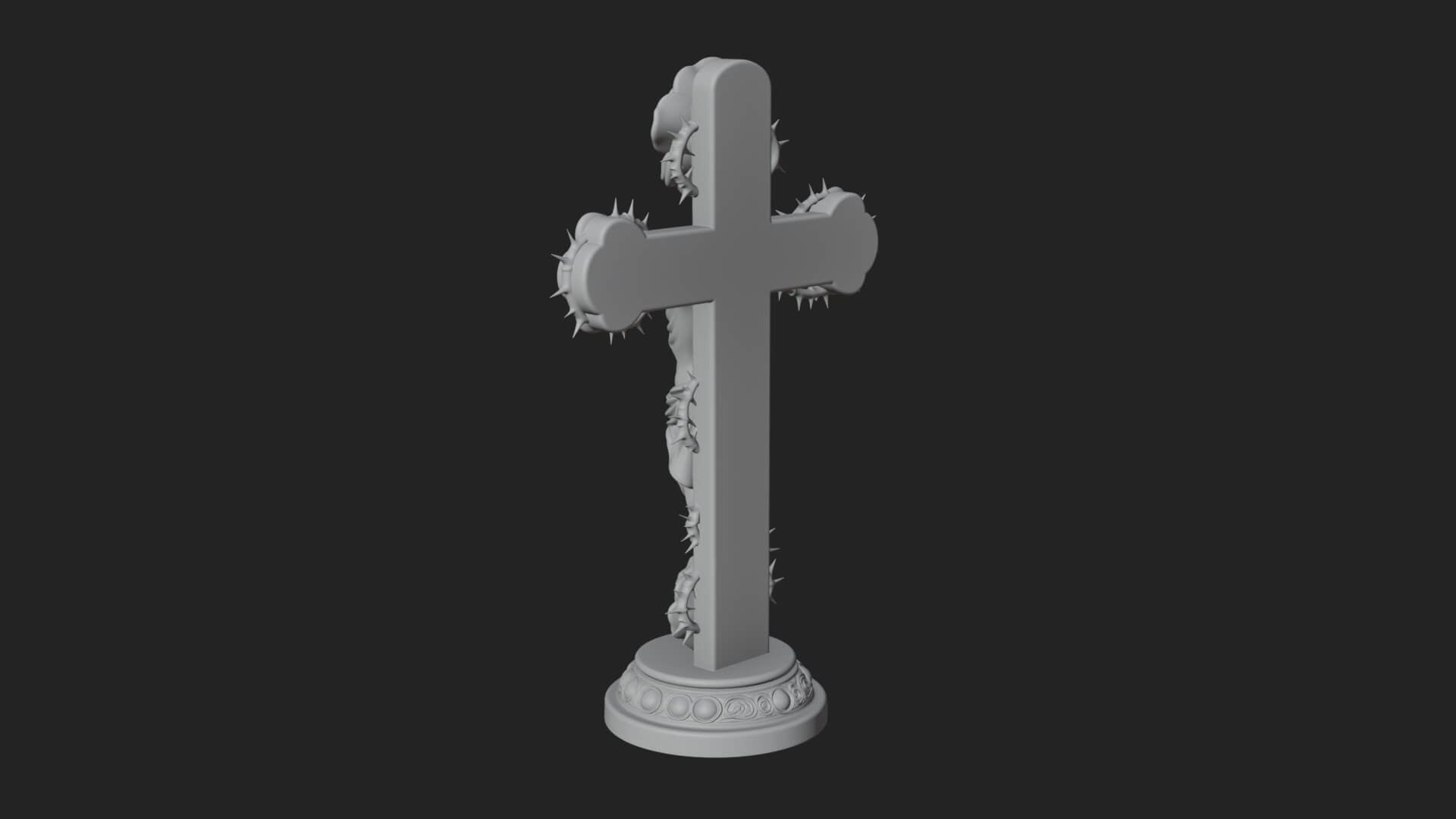 Rose Flower Crucifix Statue Design 2 3D Print Model 3D Model