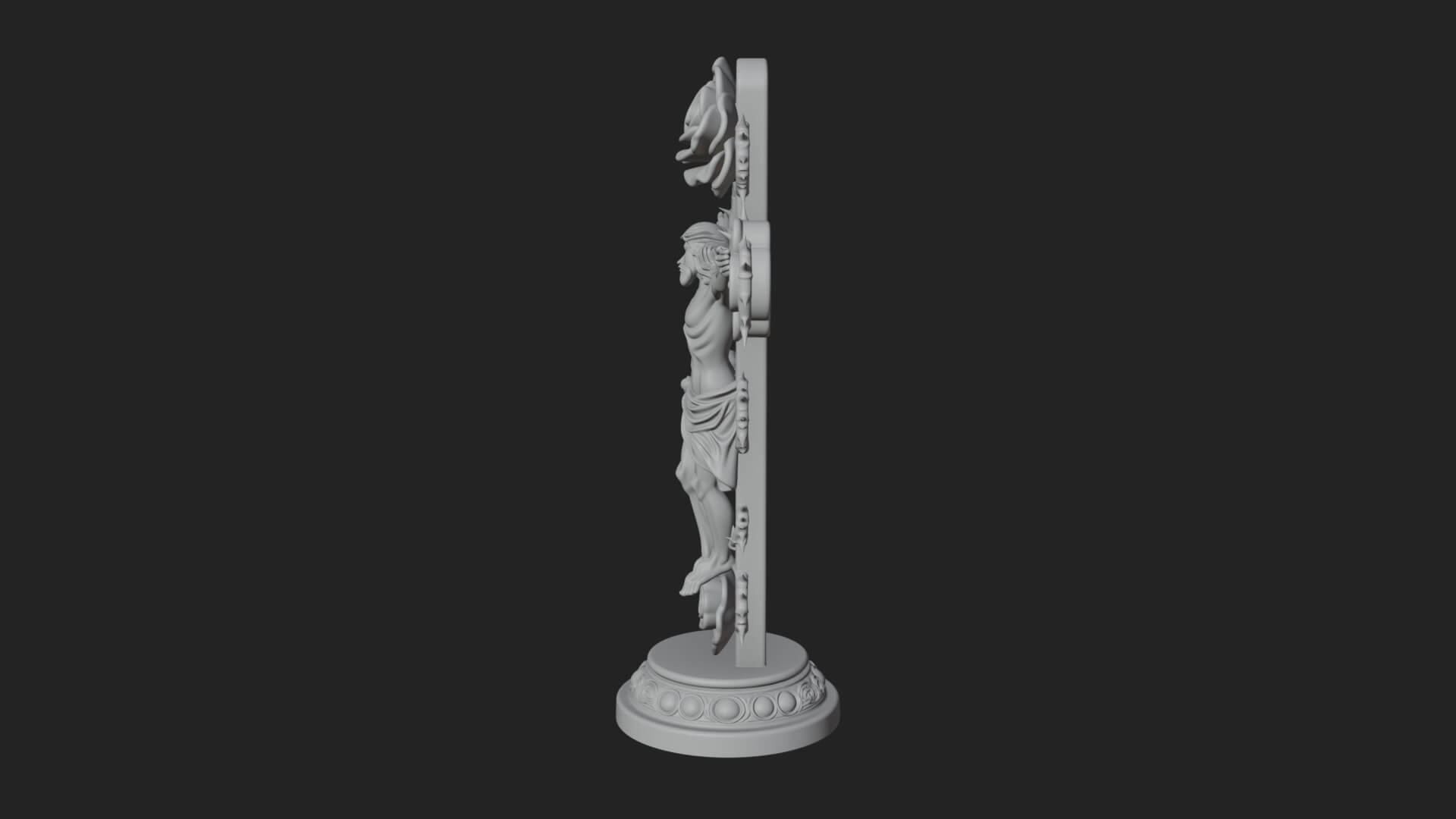 Rose Flower Crucifix Statue Design 2 3D Print Model 3D Model