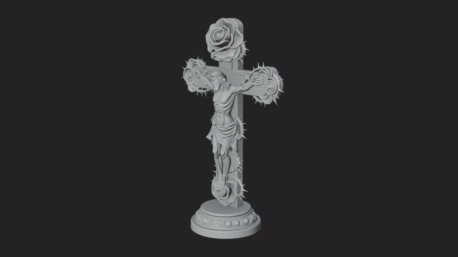 Rose Flower Crucifix Statue Design 2 3D Print Model 3D Model