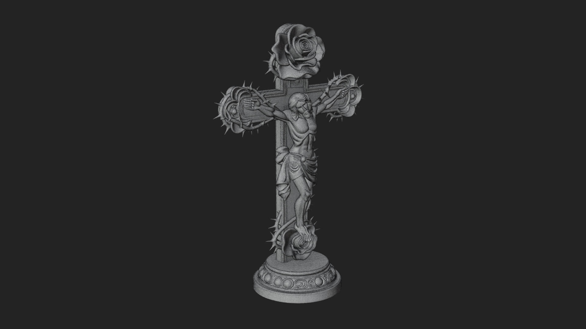 Rose Flower Crucifix Statue Design 2 3D Print Model 3D Model